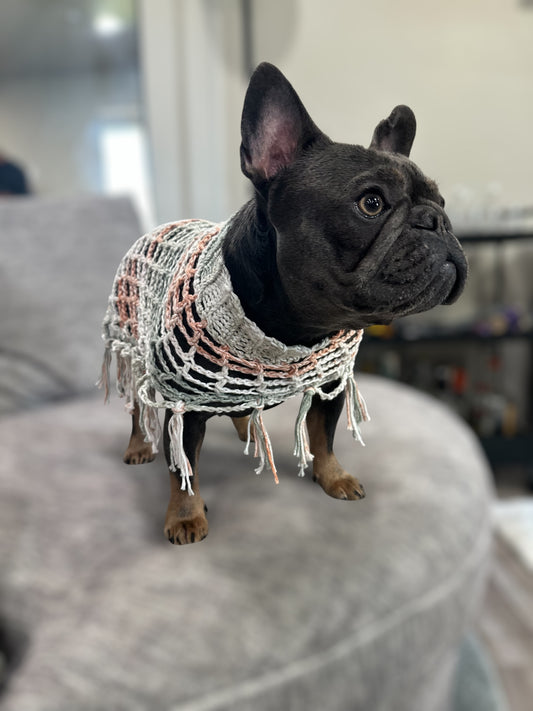 Crochet Dog Poncho - Seafoam Party