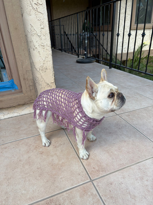 Crochet Dog Poncho - Dusty Plum