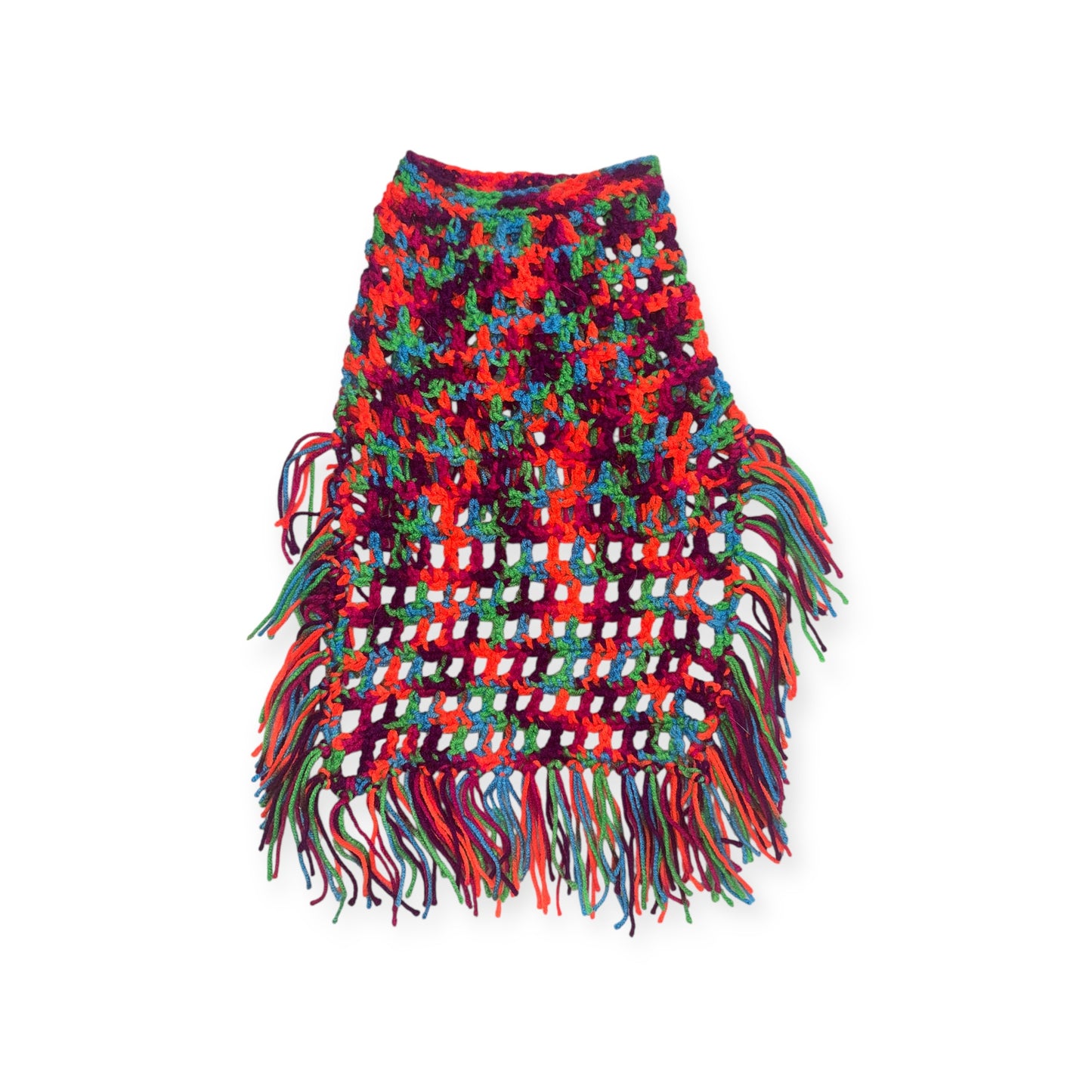Crochet Dog Poncho - Colorful Neon