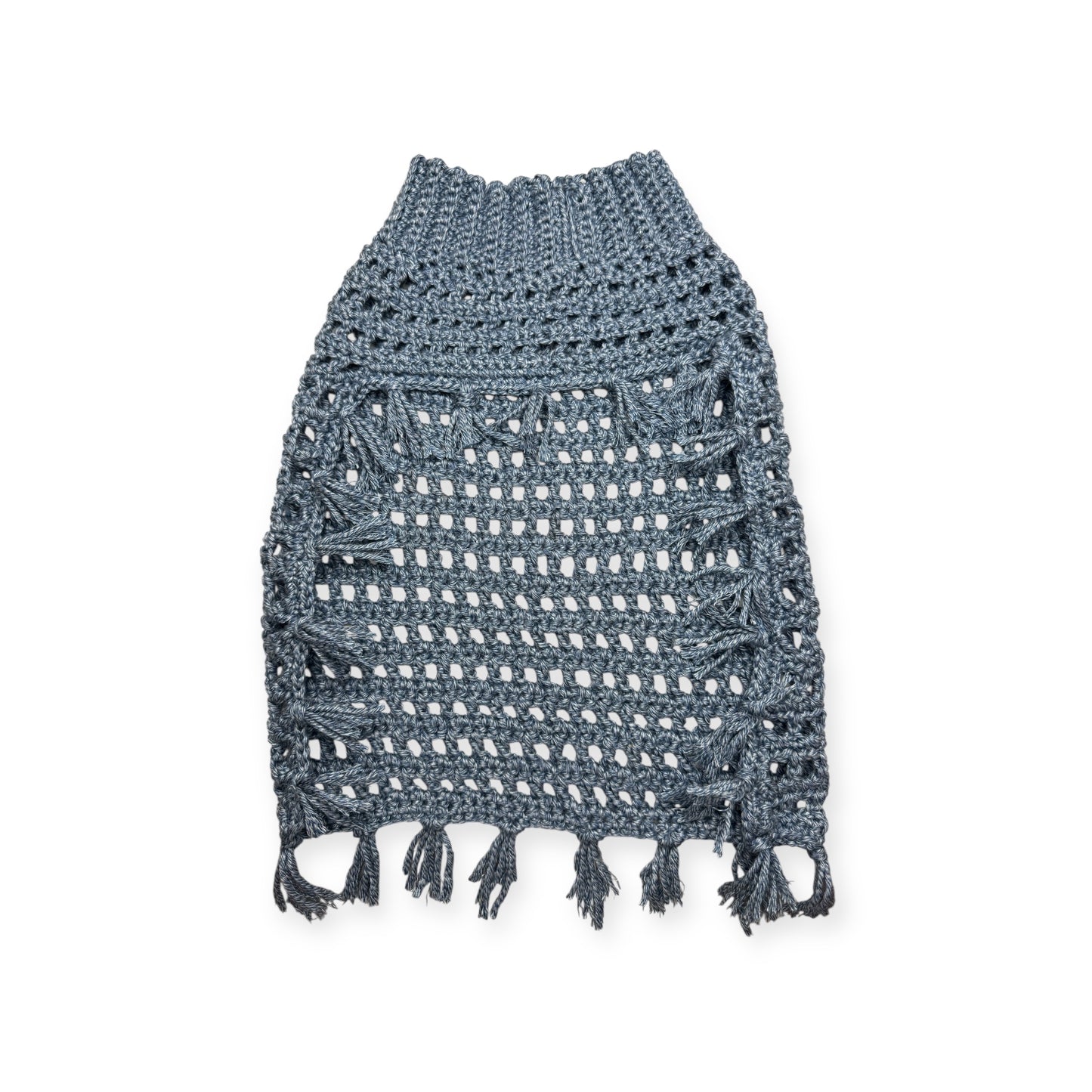 Crochet Dog Poncho - Denim